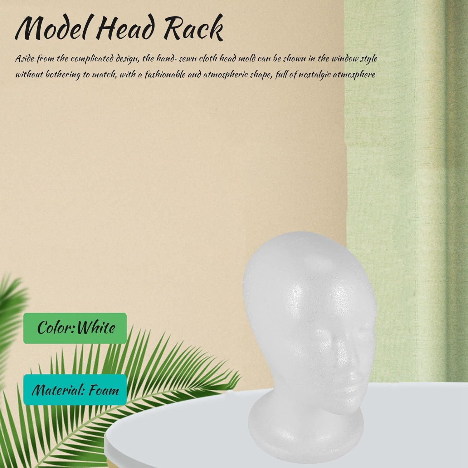 Aboiledy Female Foam Mannequin Head Model Hat Wig Display Stand Rack White