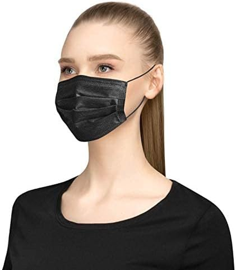 Black Disposable Face Mask AUS Stock (Box of 50) 3 Ply Breathable Mask with Ear Loops $0.58 per Mask image number 1