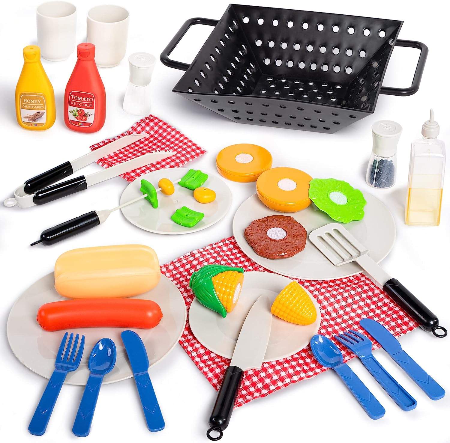 JOYIN 34 PCS Cooking Toy Set, Kitchen Toy Set, Toy BBQ Grill Set, Little Chef Play, Kids Grill Playset Interactive BBQ Toy Set for Kids image number 3
