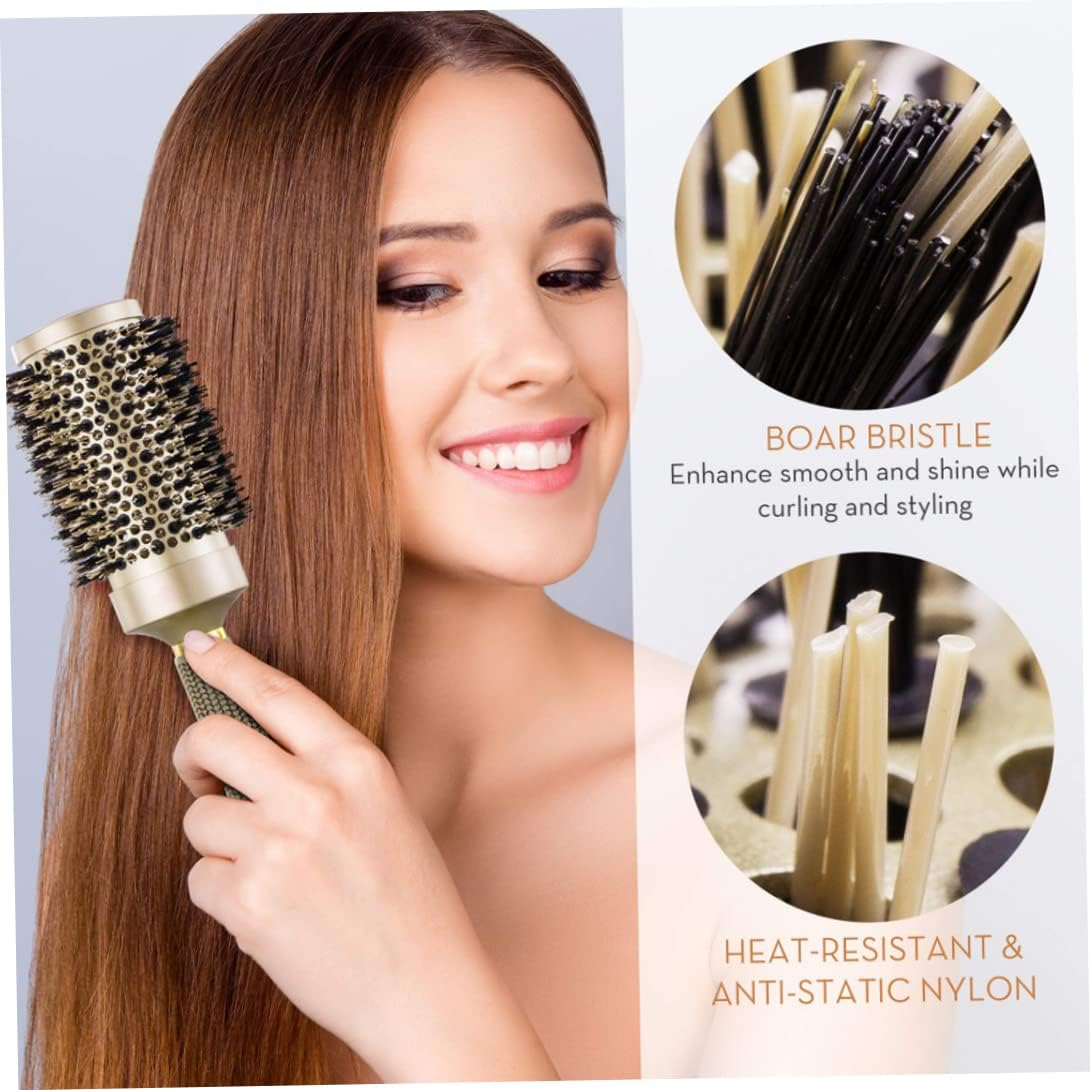 Curckua round Hair Brush Boar Bristle Brushes Thermal Ceramic anti Static for Hair Styling Curling Salon round Brush Boar Bristle round Brush for Blow Drying image number 3
