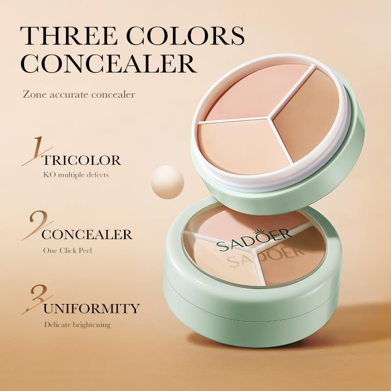 Tri-Color Concealer Palette, Natural Coverage, Precise Skin Tone Matching, Easy Application image number 1
