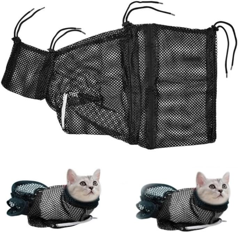 Changyeah Cat Bath Bag, Bath Bag, Wash Bag for Cats, Mesh Bag for Bath Bag, Durable Mesh Cat Shower Bag for Small, Medium Cats, Cutting Nails (Black) image number 2