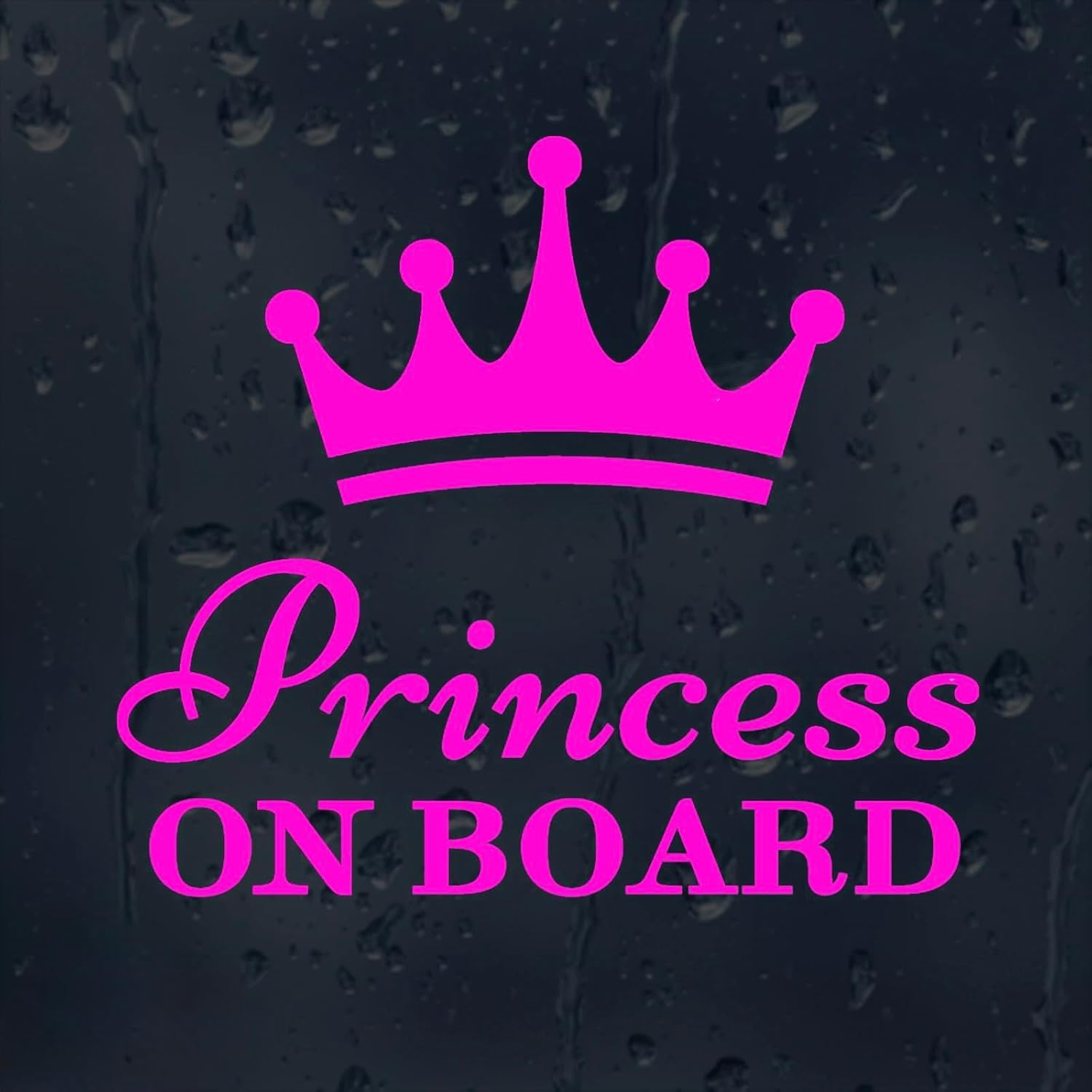 Princess on Board Car Decal with Crown Design, 15 Cm X 13 Cm, Hot Pink Vinyl Sticker