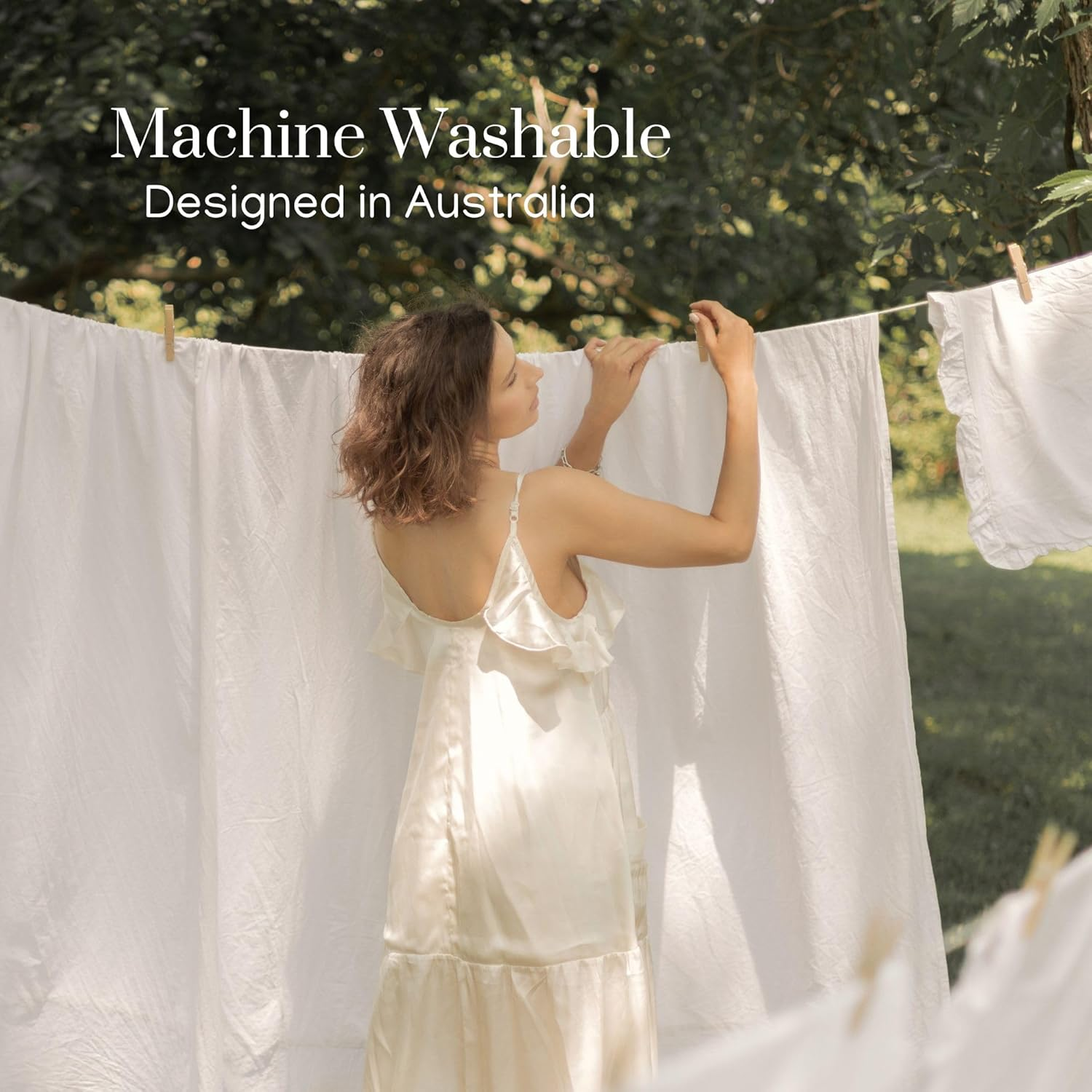 Dreamaker Serene 4 Pieces Bamboo Cotton Sateen Super King Sheets Set, Hypoallergenic Deep Pocket Fitted Sheet, Flat Sheet & 2 Pillowcases Easy Care Machine Washable Bedding Set Super King Size - Sage image number 1