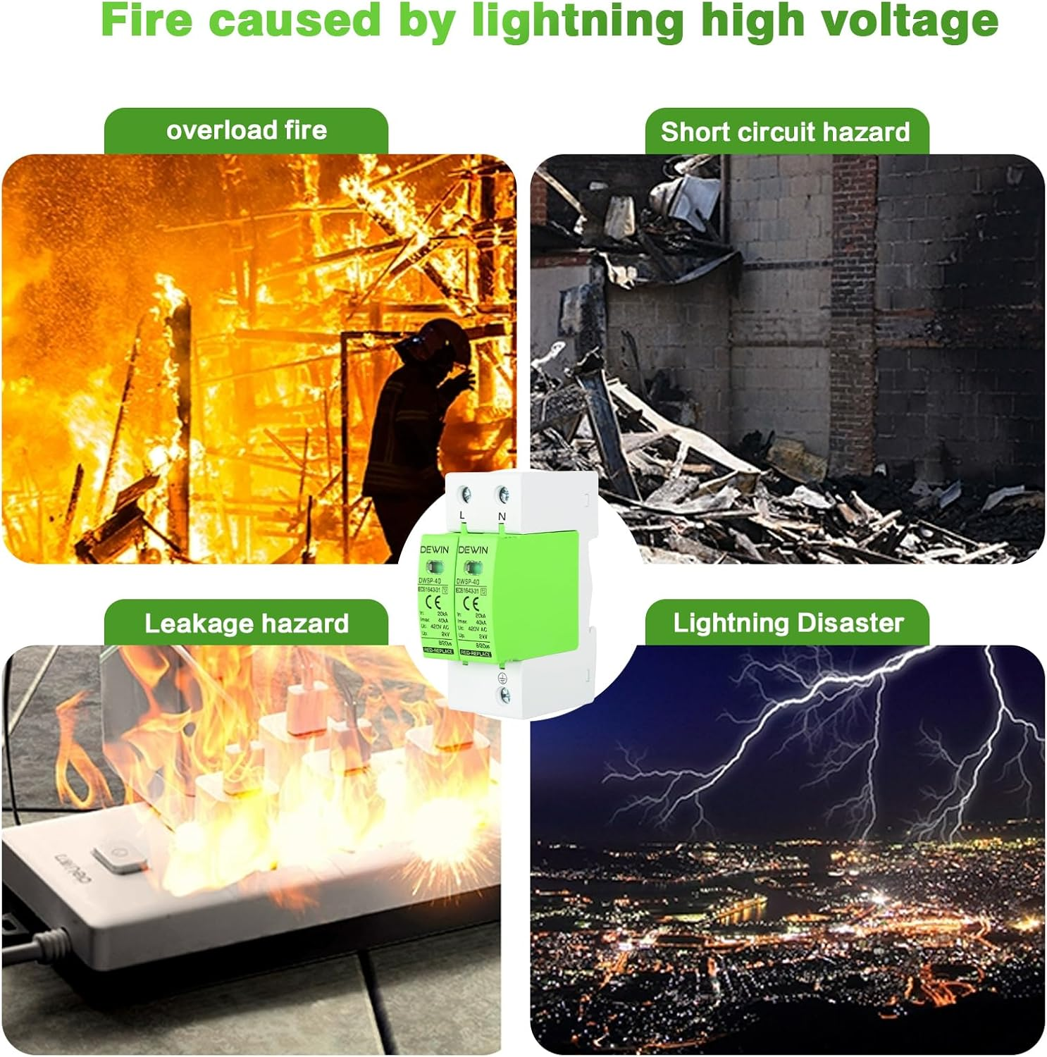 Victool Voltage Arrester Device, House AC 420V Low-Voltage Arrester Device, 35Mm DIN Rail Mounting (2P40KA) image number 4