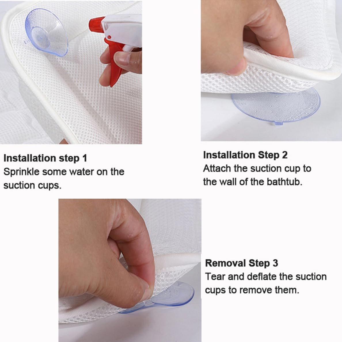 2 Pack Bath Pillow Bathtub Pillow, Luxury Bath Pillows for Tub Neck Head and Back Support, Soft 3D Mesh Fabric Bath Tub Pillow with Non-Slip Suction Cups,Relaxing Spa Accessories image number 6