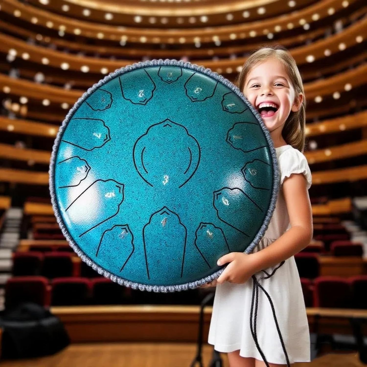 Steel Tongue Drum 15 Tone 12.5Inch Premium Carbon Steel D Tuning Instrument for Adults and Kids Professional Sound Healing Meditation Music Therapy Hand Drum Rain Drum Musical Instruments Gift (Green) image number 4