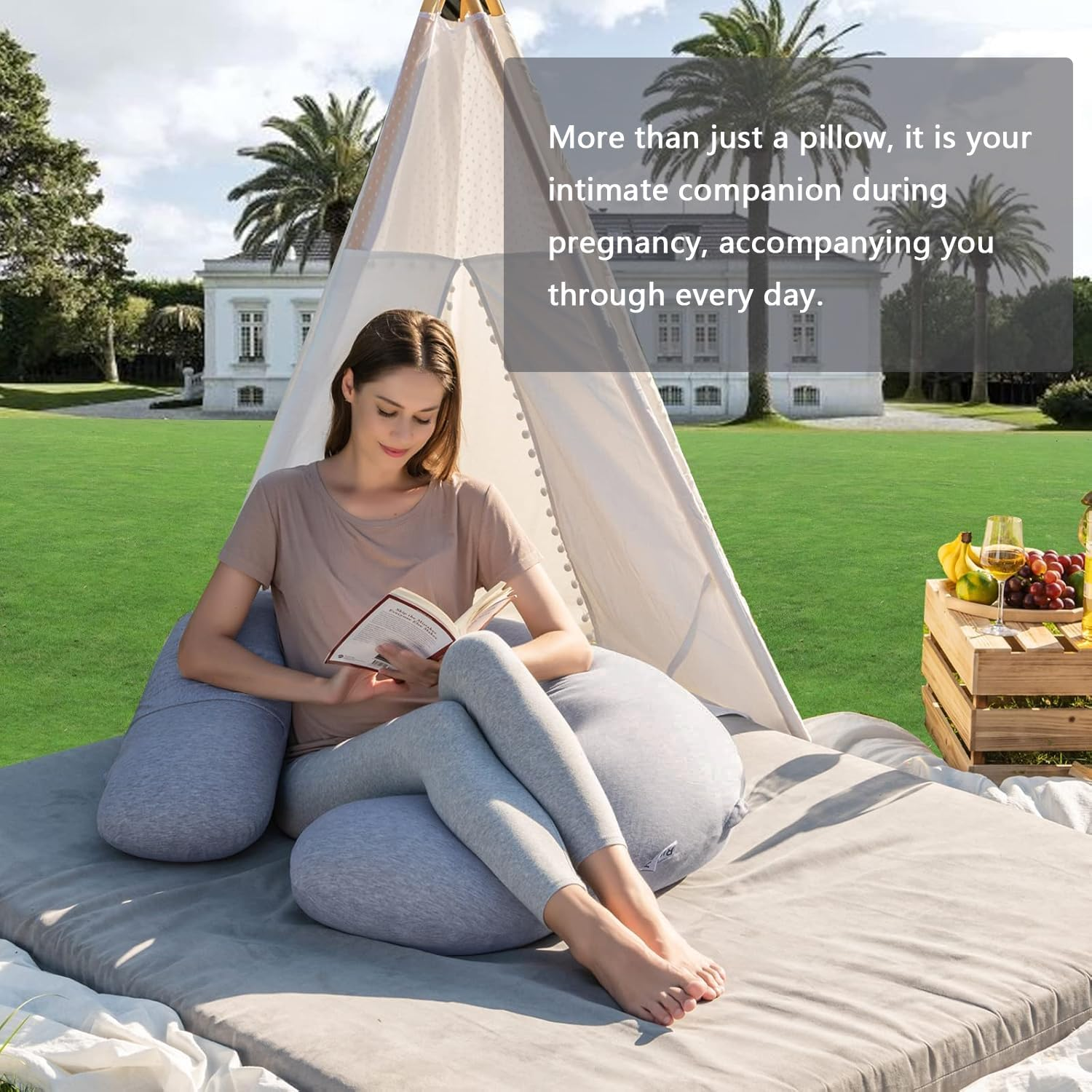 Pregnancy Pillow, J-Shaped Maternity Full Body Pillow for Back, Lumbar, Legs Support, Full Body Pillow for Pregnant Women, Ergonomic Design Long Pillow with Removable Cover image number 5