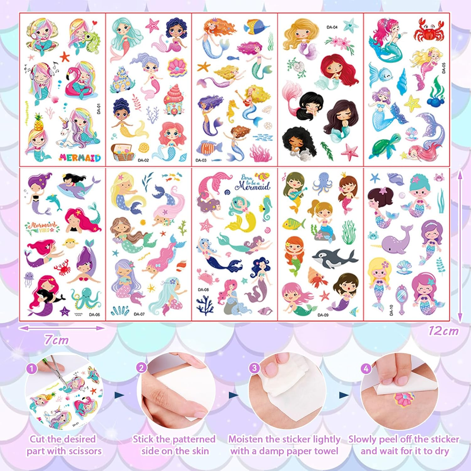 Mermaid Party Bag Fillers for Kids Boys Girls, 42Pcs Mermaid Assorted Toys Pinata Filler with Slap Bands Gift Bags Stickers Keychains Trick & Treat Goody Bag Fillers for Christmas Party image number 5