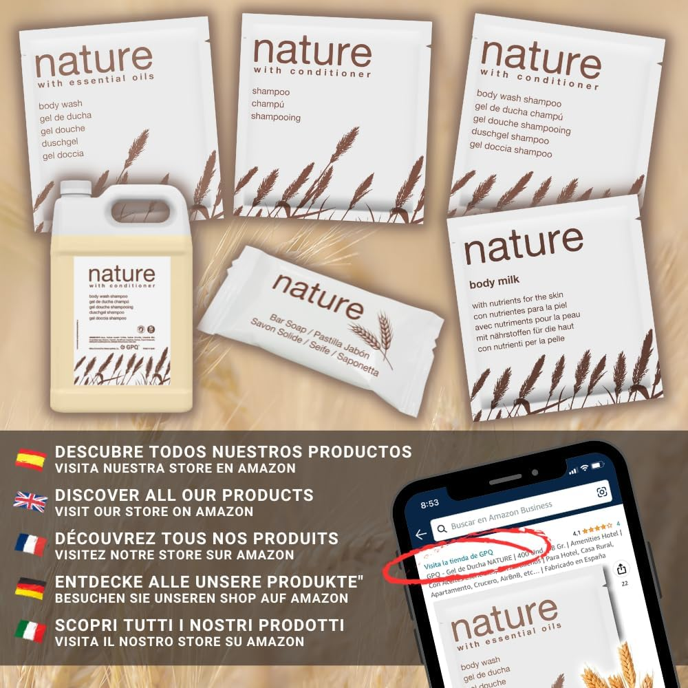 GPQ - Nature Soap Piece, 250 Units X 8 G, Hotel Equipment, for Hotels, Country Houses, Apartments, Cruise Ships, Airbnb, B&B, Etc image number 1