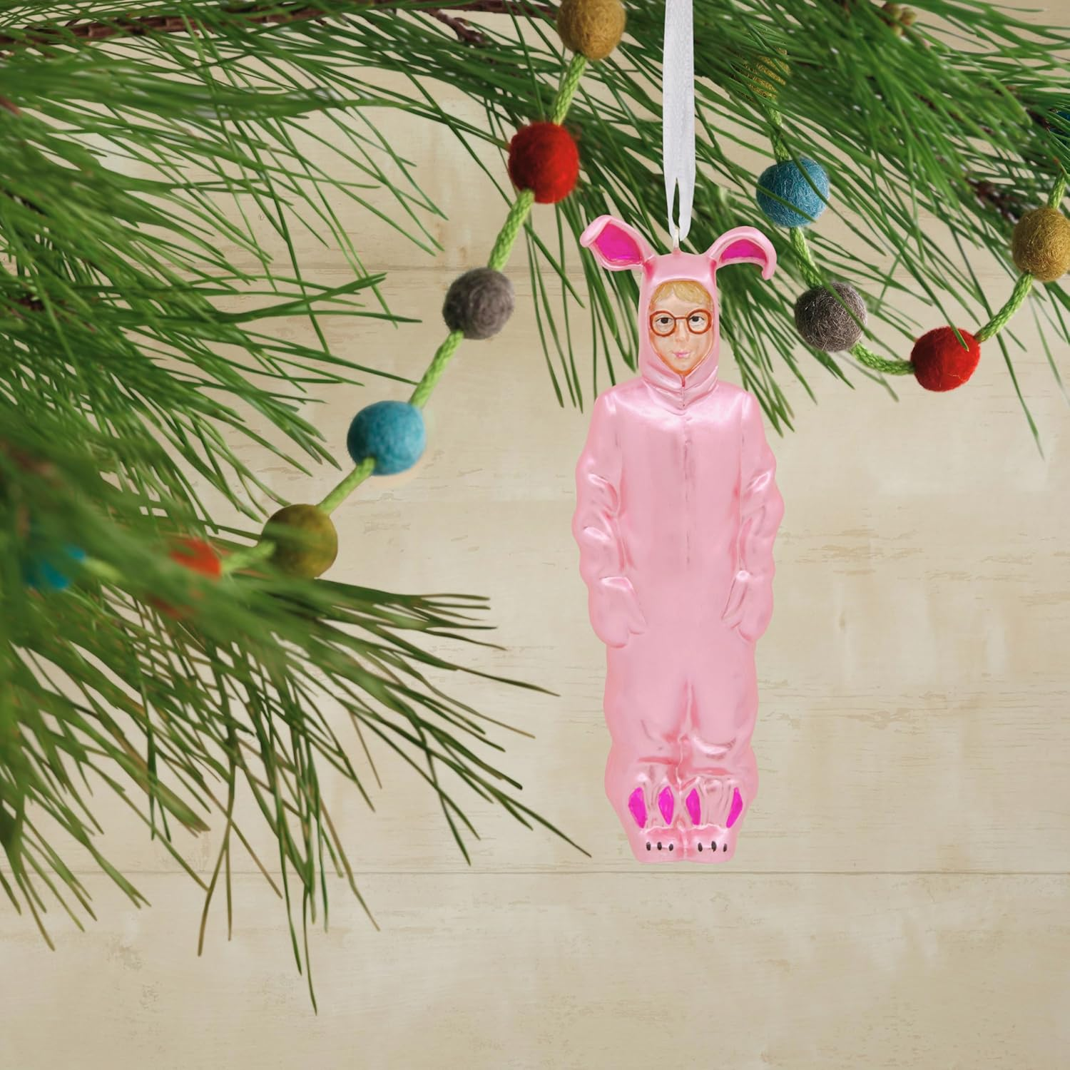 Hallmark a Christmas Story Ralphie in Bunny Suit Blown Glass Christmas Ornament image number 4