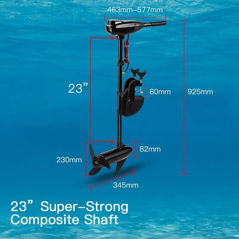 Striker Electric Trolling Outboard Motor 408W Huge 45-Lbs Thrust, 4-Stroke 10-Step LED Battery Display, Full 90 Degree Tilt with 6 Inch Telescoping Handle image number 5