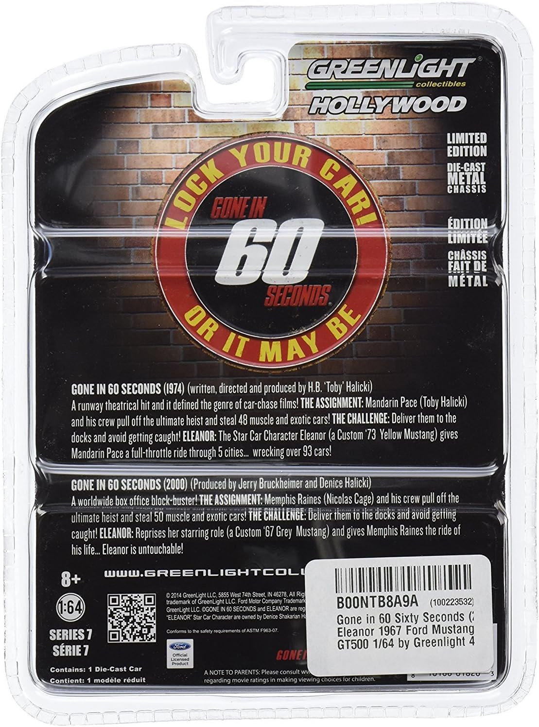 Greenlight 44742 Gone in 60 Sixty Seconds (2000) "Eleanor" 1967 Ford Mustang Shelby GT500 1/64 Scale