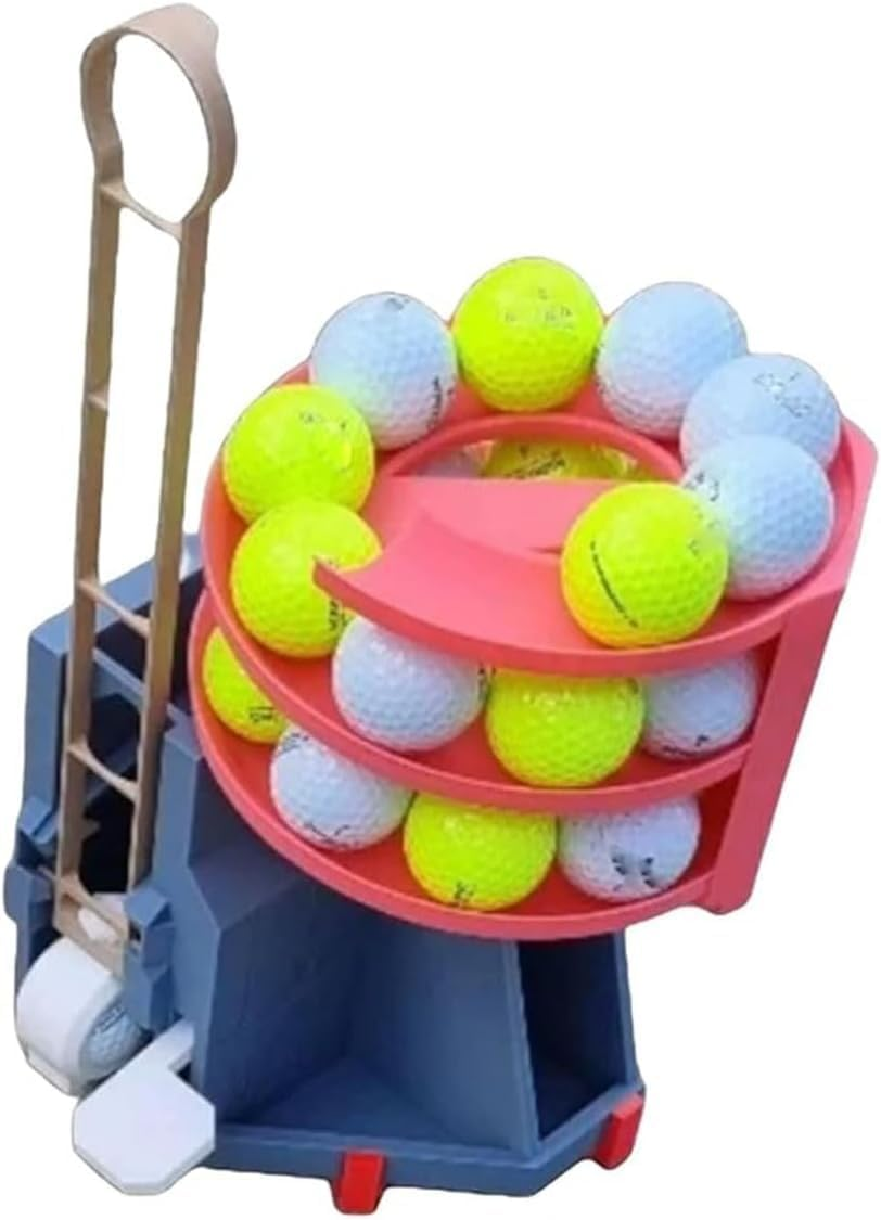 Emesak Golf Ball Launcher, Portable Ball Dispenser, Golf Ball Teeing Device Training Machine with Foot Pedal, No Bend Practice Tool, Adjustable Tee Height Indoor Outdoor Use