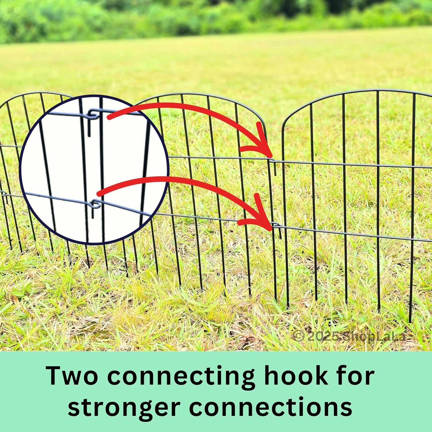 Shoplala Garden Fence (10 Panels) 12In(L) X 16.5In(H) Animal Barrier Fencing Rustproof Metal Wire Flower Edging for Landscape Patio Outdoor Decor, Tall Large Yard Fences for Dog No Dig Black D-K16.5 image number 4