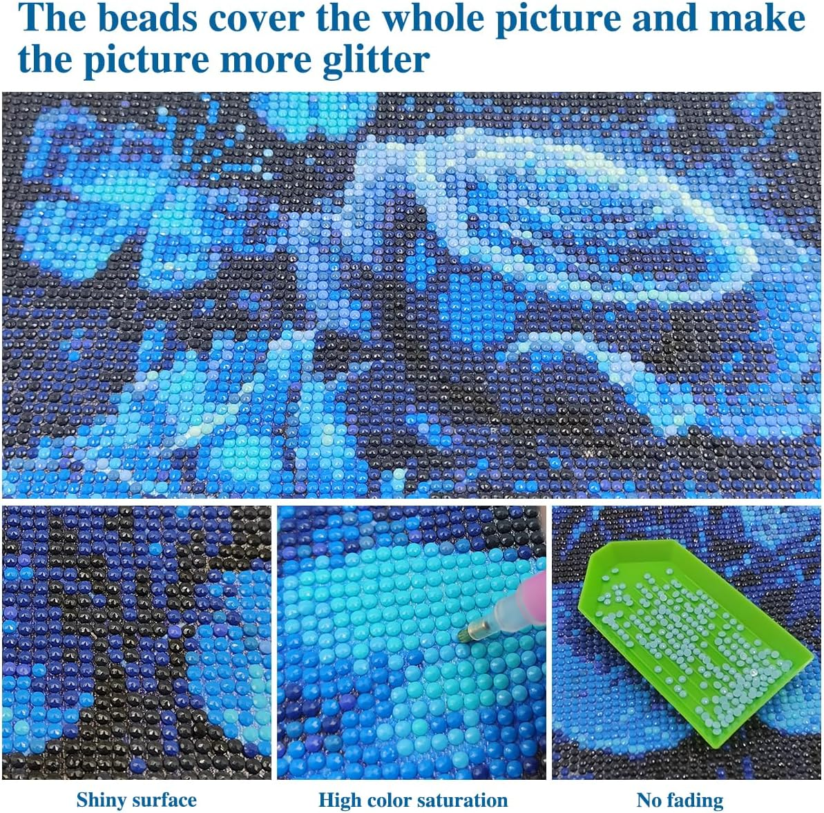 SENHAI 2 Set Diamond Paintings Kits for Adults, Blue Rose 5D Diamond Art Kits DIY Diamond Paintings Crafts for Home Wall Decor Gifts(11.8&rdquo; X 15.7&rdquo;) image number 5