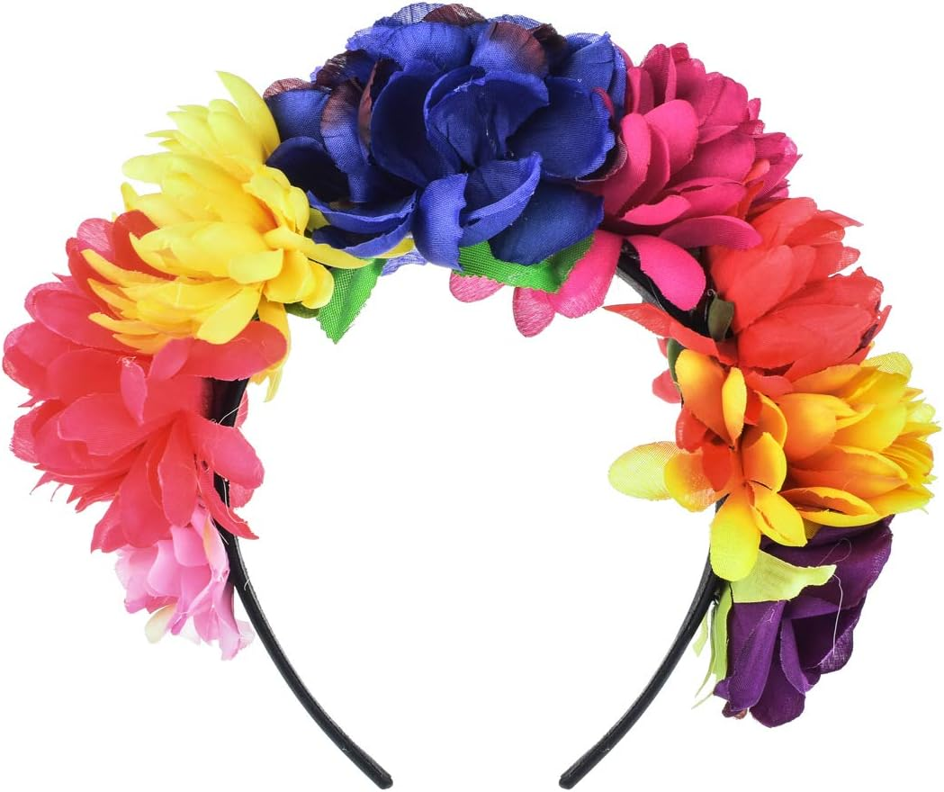 Day of the Dead Flower Crown Festival Headband Rose Mexican Floral Headpiece HC-23