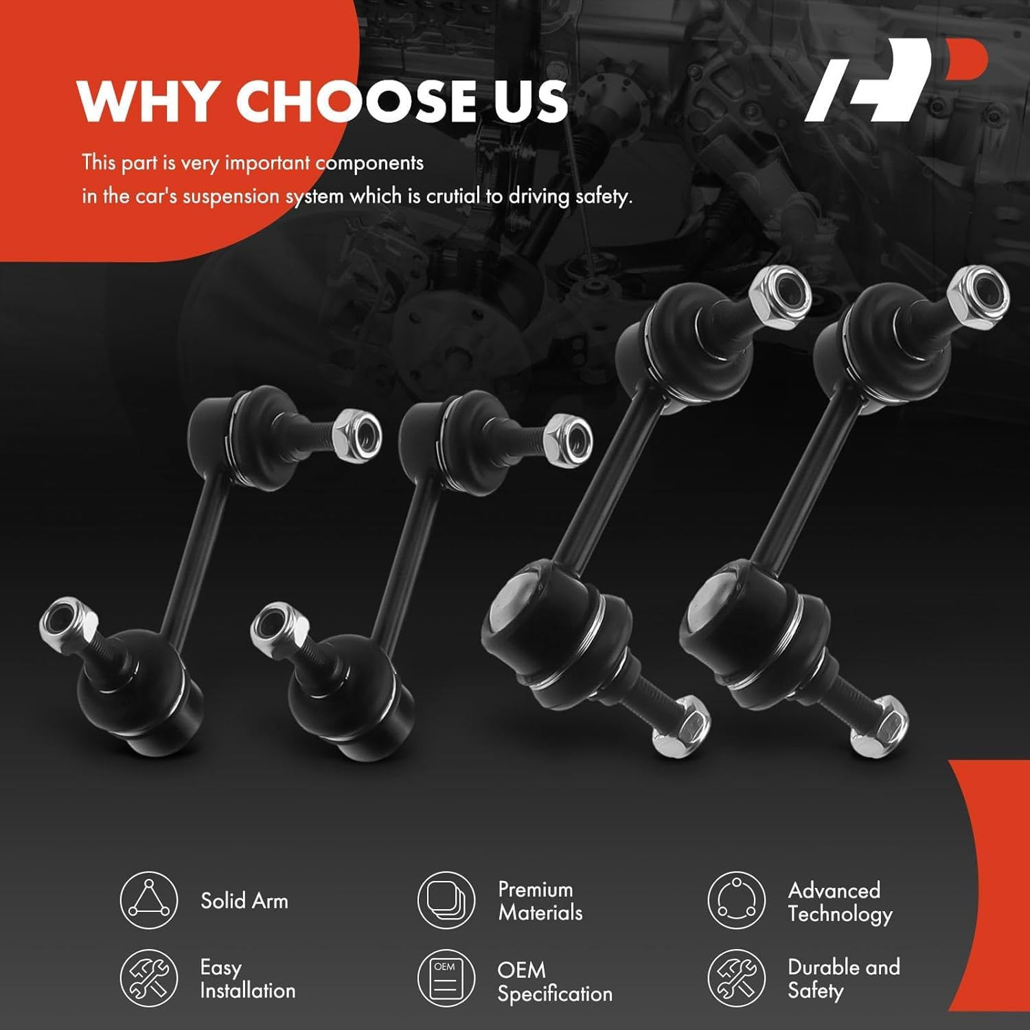 A-Premium Set of 4, Front & Rear Sway Bar Links Kit Stabilizer Bar Links Compatible with Mazda CX-7 2007 2008 2009 2010 2011 2012, Replace # K80157 K80158 image number 2