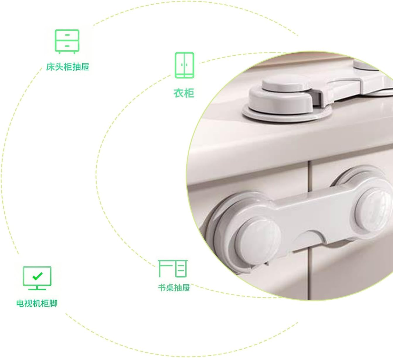 Loimon 6-Pack Child Proof Locks - No Drilling Baby Safety Locks for Cabinets, Drawers, Wardrobe & Cupboards | Easy Install Childproof Door Locks | Secure Australian Homes image number 5