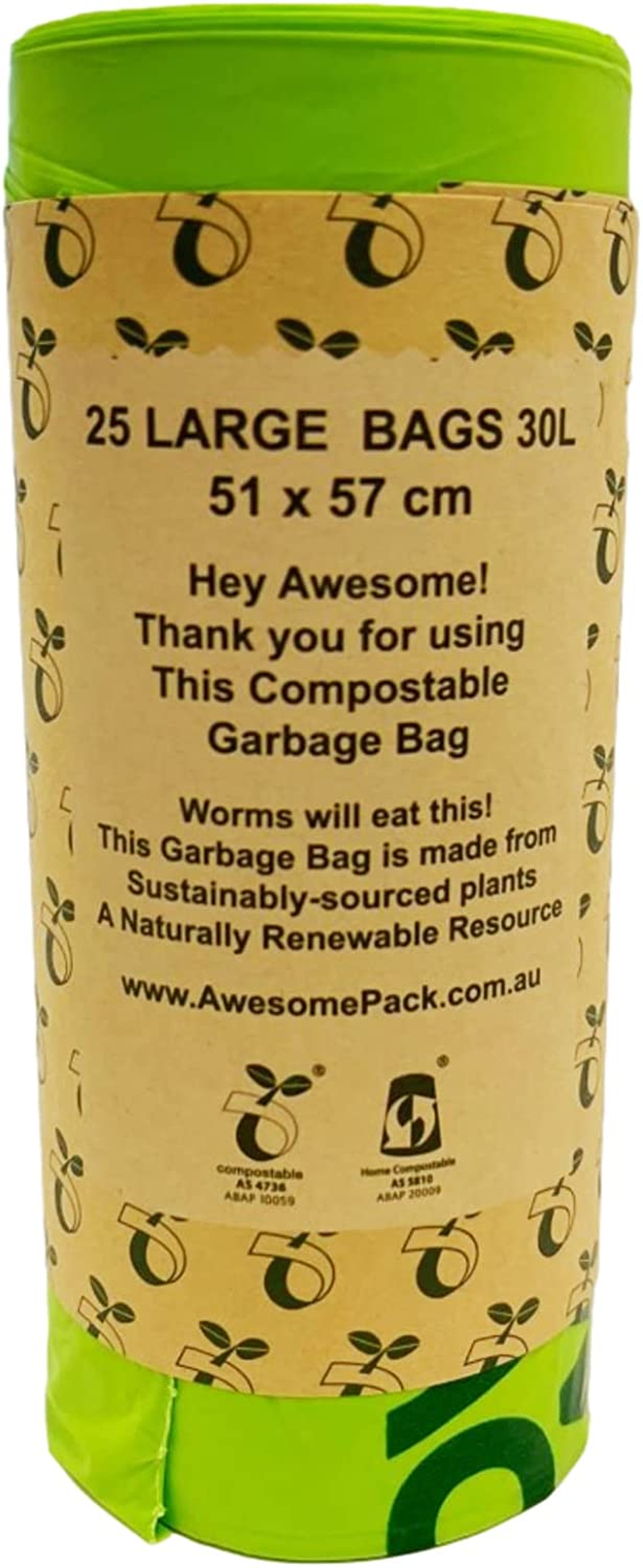Compostable Bin Liners 30L Kitchen Garbage Bags Biodegradable [51X57Cm] image number 1