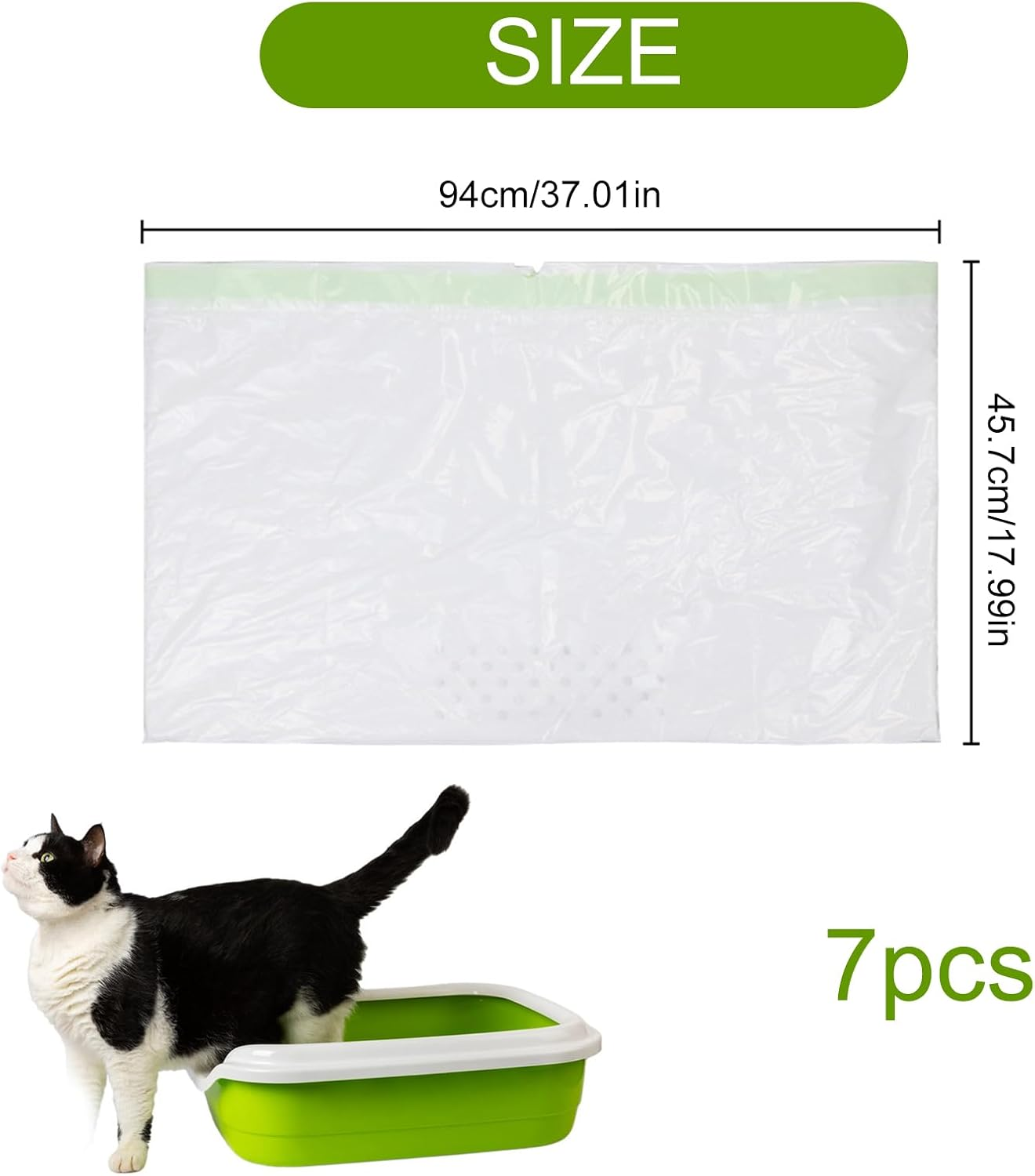 Cat Litter Box Bag, Cat Litter Box Bag with Drawstrings, Self-Cleaning Cat Litter Box Bin Liner, Cat Litter Box Bag with Holes for Easy, L, 6 + 1 Piece, Bag for Cat Litter image number 6