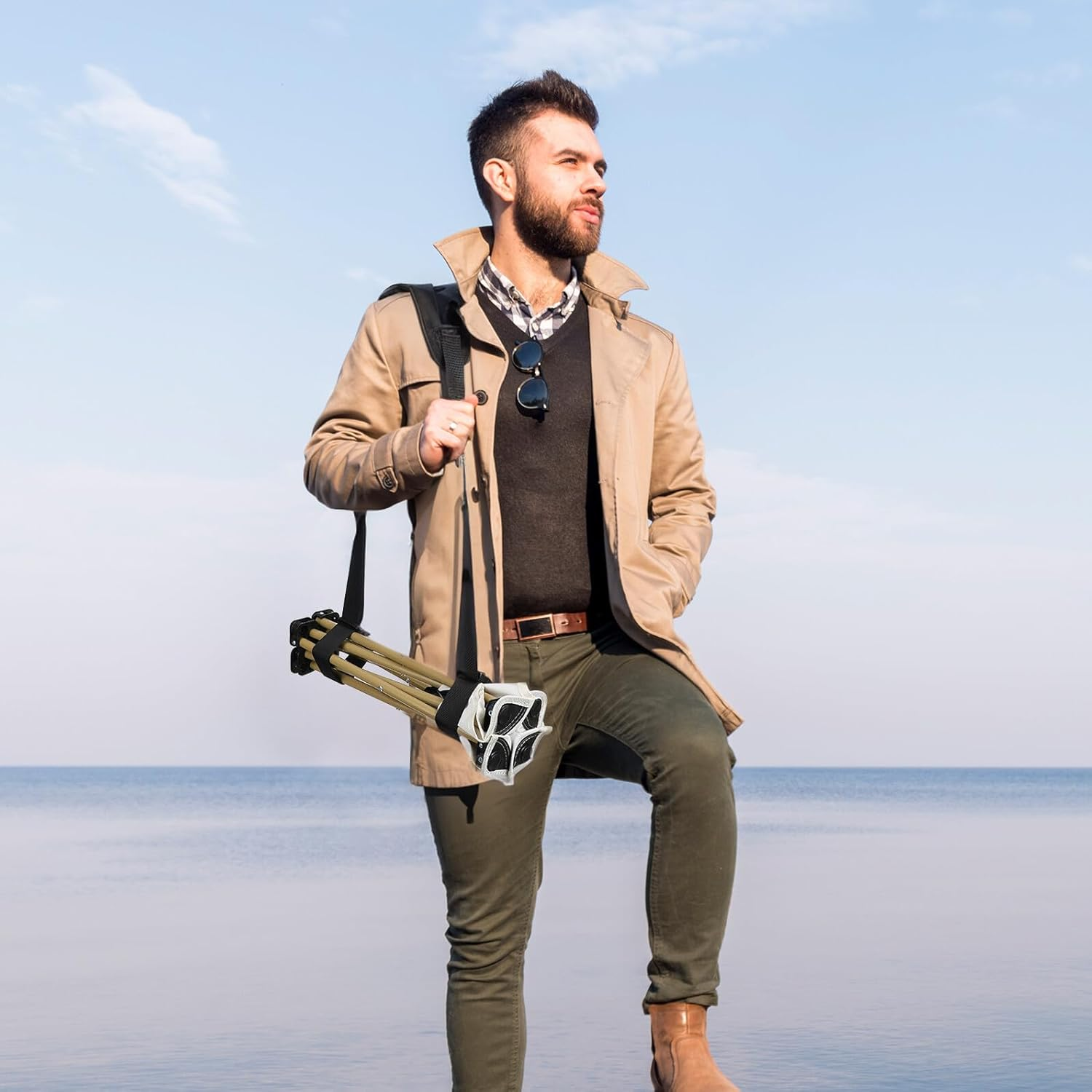 3Pcs Adjustable Carrying Straps with Cushioned Shoulder Pads for Camping Chairs Folding Bikes Yoga Mats Lightweight Beach Chair Carrier for Outdoor Hiking Picnic Backpacking