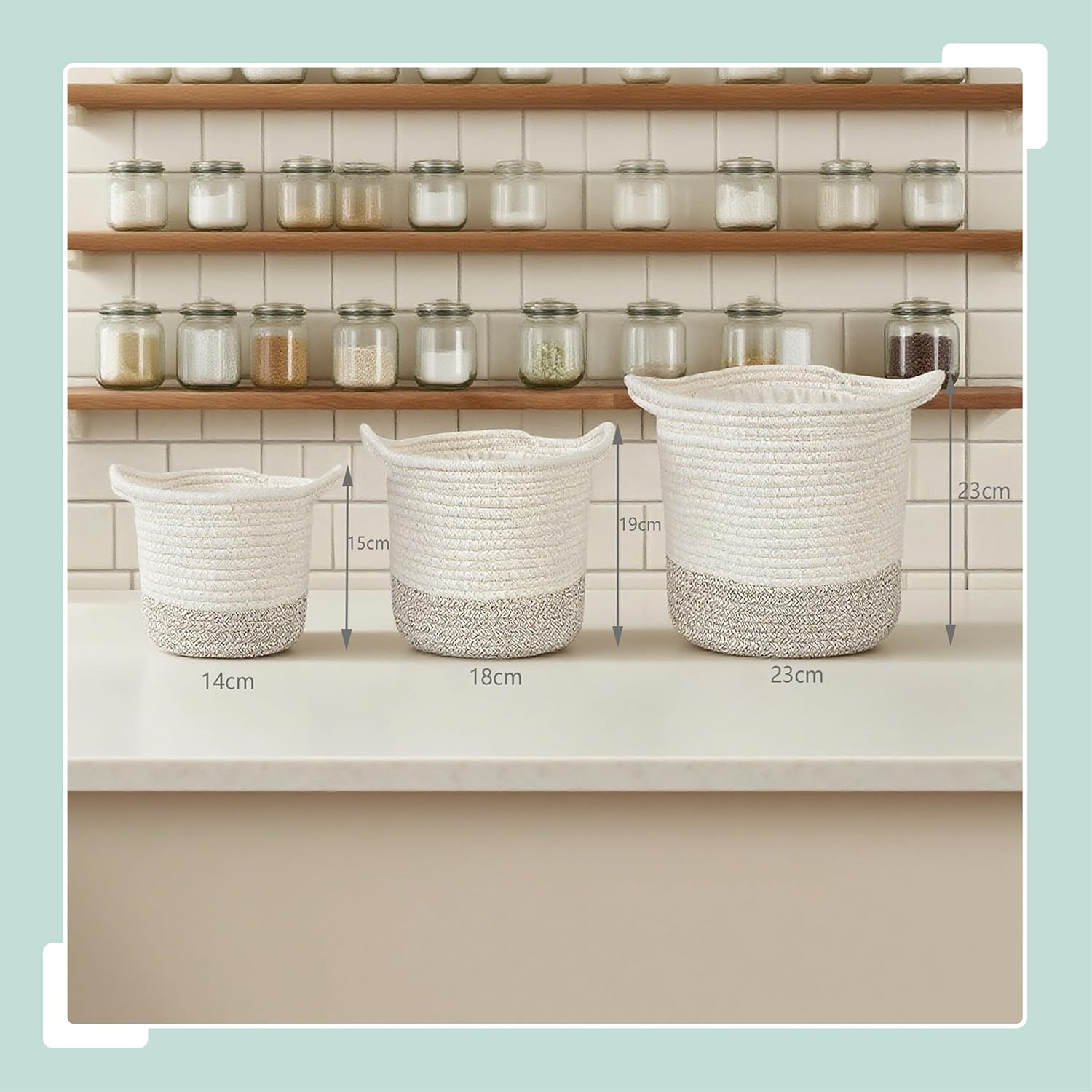 Relaxdays Potato Storage, 3-Pack, Potato Bags with Handles, Cotton & Polyester, Different Sizes, White/Beige