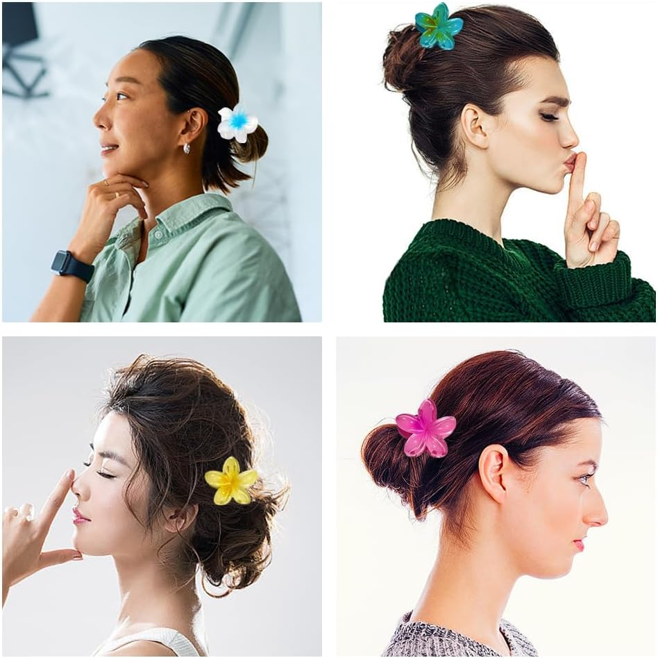 YFTRFR Pack of 7 Flower Hair Clips, Non-Slip Hawaiian Hair Clip, Large Flower Hair Clip, Plastic Hair Clips, Acrylic Accessories in Petal Design, Can Be Used on Hair Styling Accessories image number 1