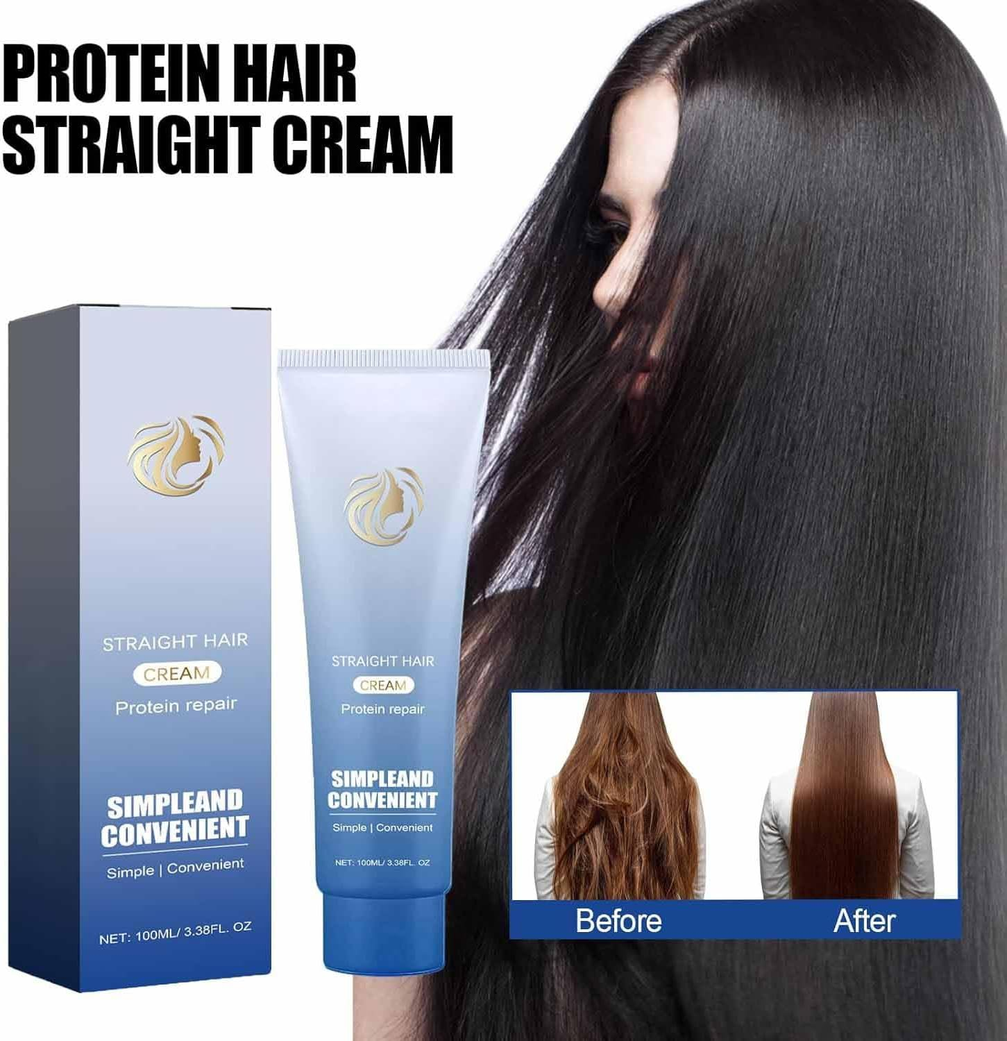 Protein Correction Hair Straightening Cream,Silk & Gloss Protein Correction Hair Cream,Nourishing Fast Smoothing Hair Straightener Creams,Straighten and Care 2-In-1 (2Pcs-A, SIZE-1010) image number 5