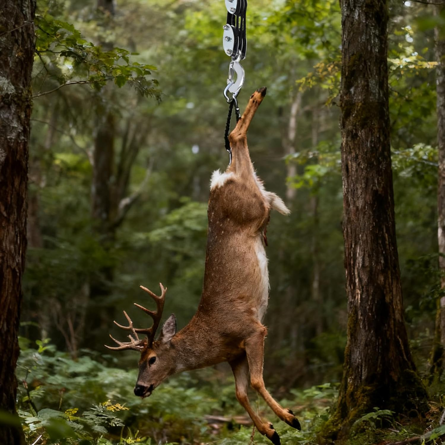 XSTRAP STANDARD Heavy-Duty 4,000 LB Breaking Strength 65 FT Rope Hoist with 2PK 8 FT Lift Sling (Black) image number 5