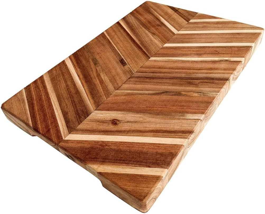 WOODECOR 45X30X3.8Cm End Grain Acacia Wood Chopping Board - Solid Timber Butcher Block for Kitchen, Non-Toxic & Knife-Friendly, Perfect for Housewarming image number 4