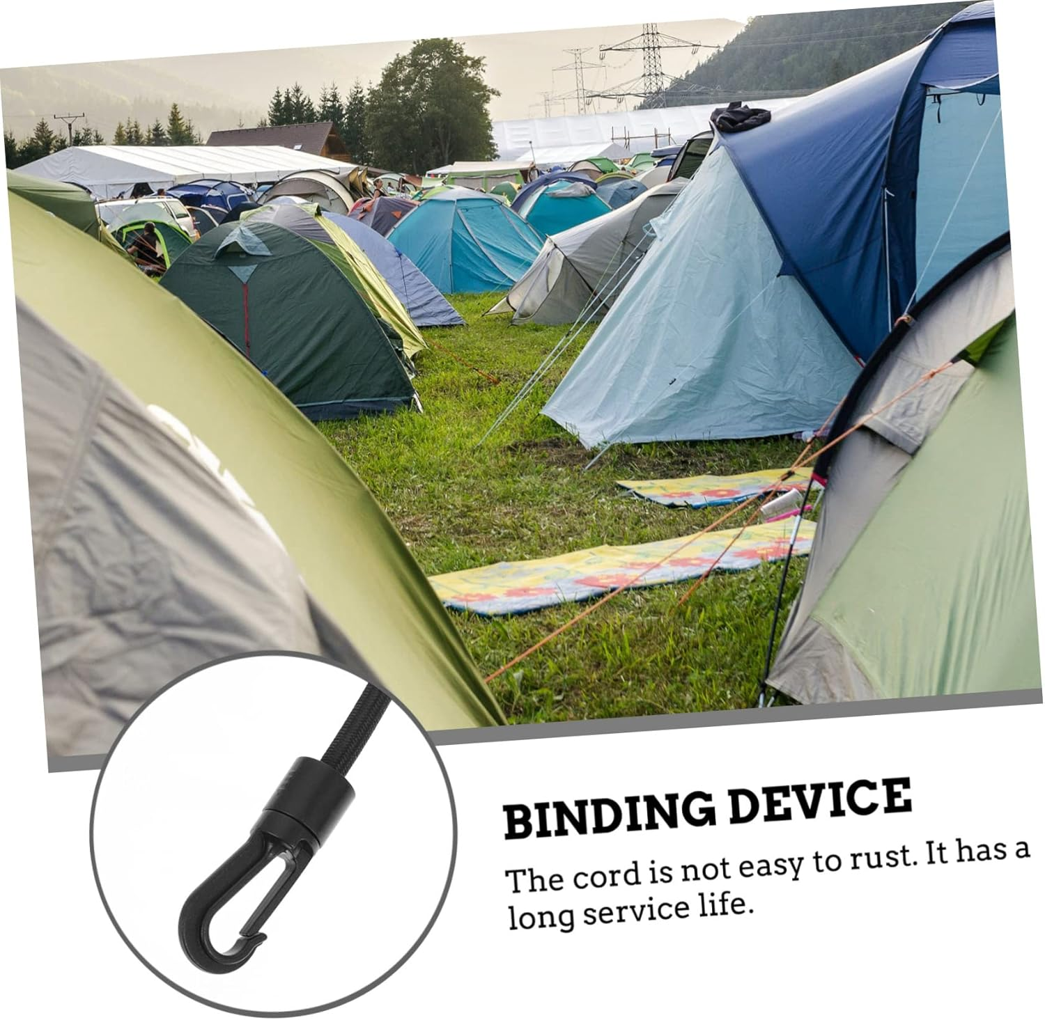 INOOMP Elastic Auto Luggage Bundling Straps with Hooks 4Pcs, Stretchy Cargo Fixing Tie Belts for Camping and Travel Accessories image number 6