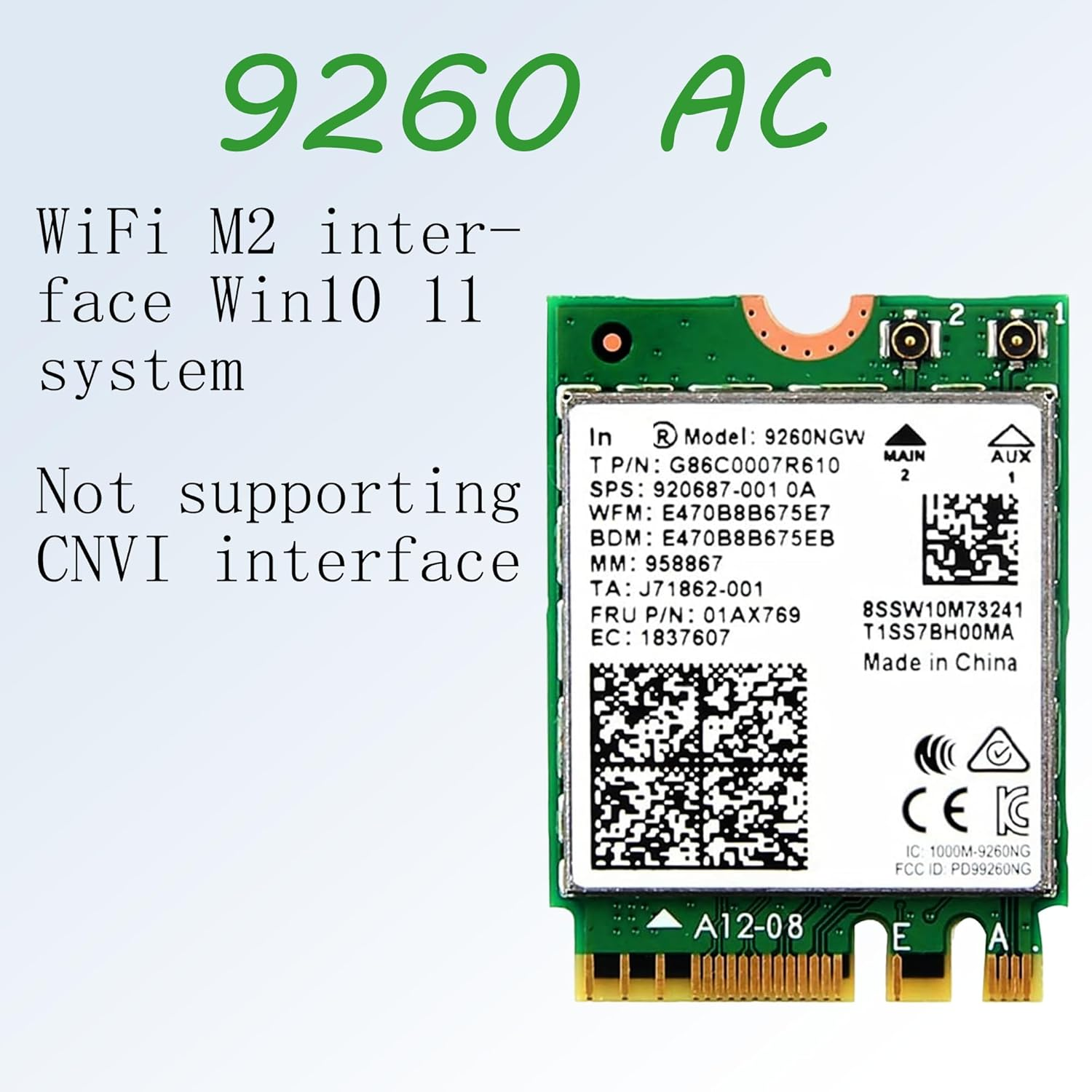 Dual Band Wireless 9260 AC Wifi Card | Wireless Network Card 9260NGW 1.73Gbps Bluetooth 5 Suitable for Phone Windows 10 64 Bit * Google Chrome Operating System Linux (9260 M2) image number 5