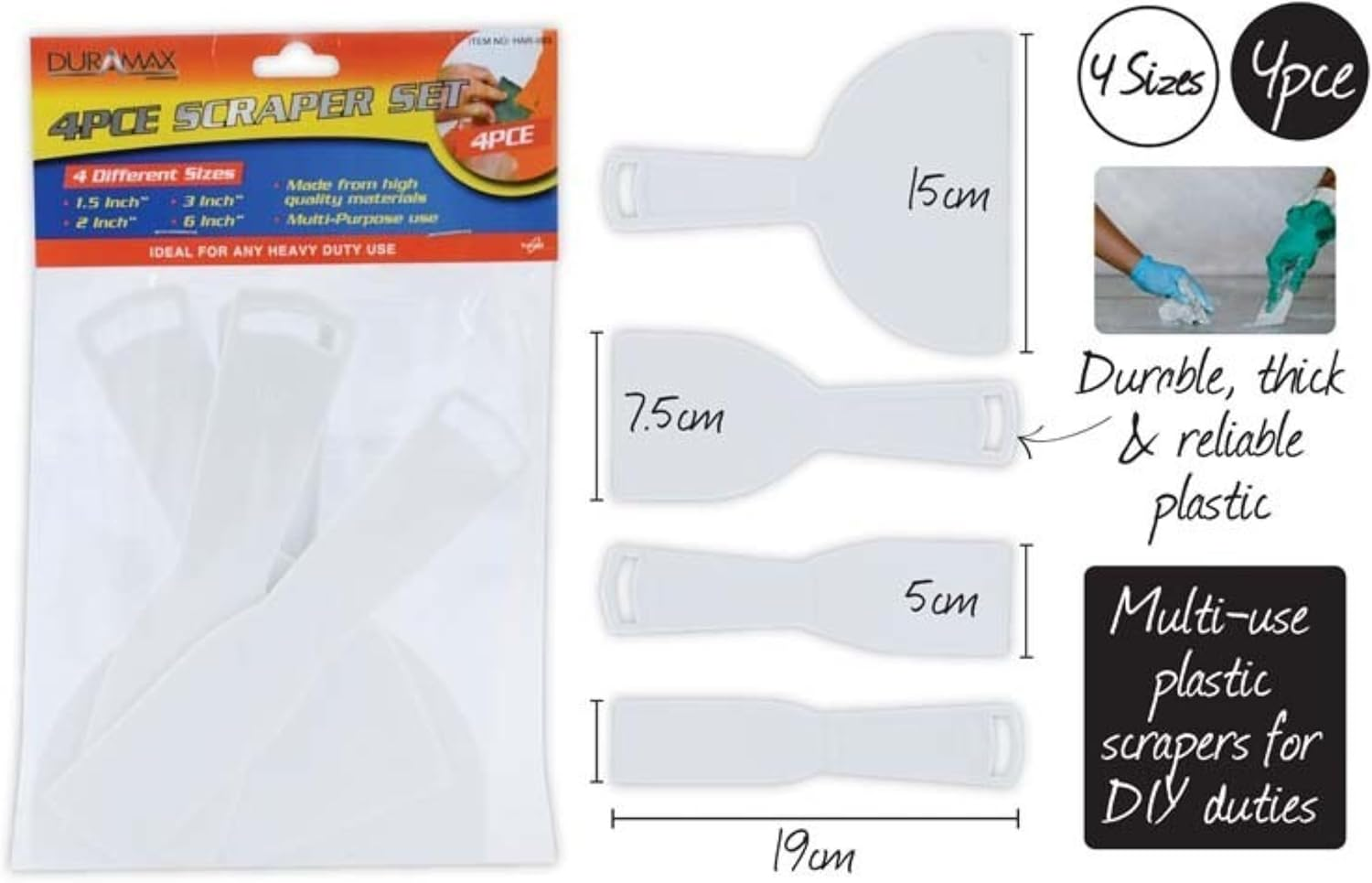 Duramax Plastic Scraper 4-Pieces Set image number 1