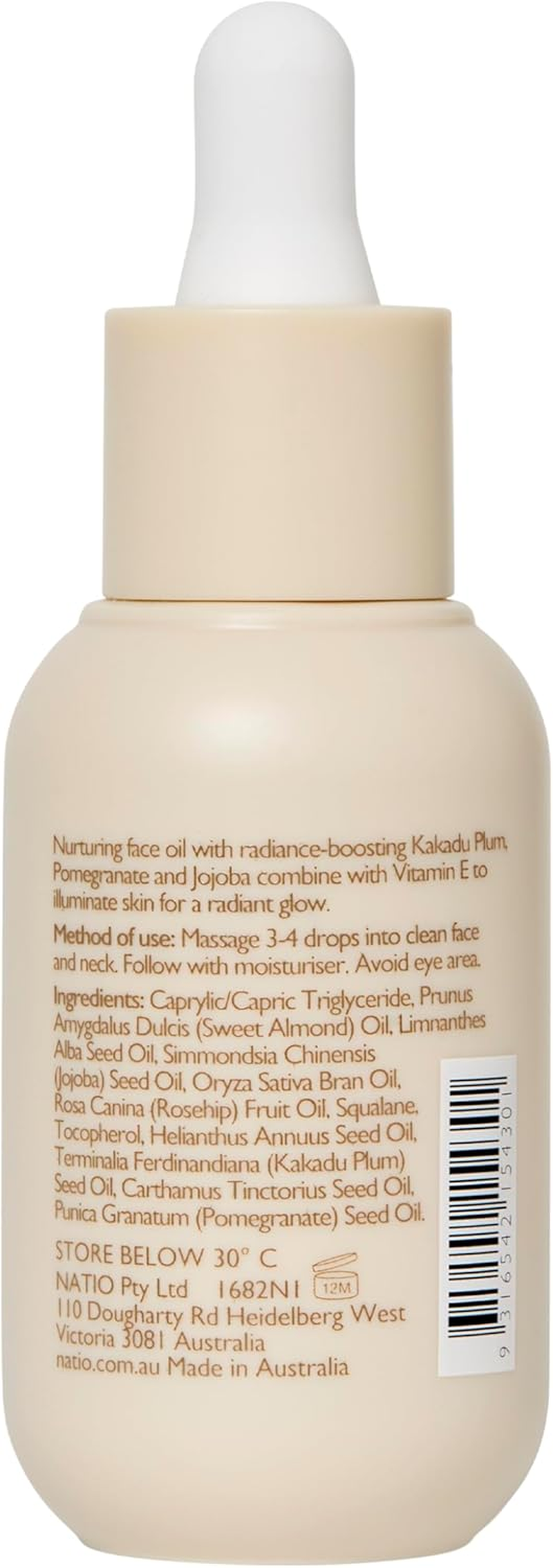 Natio Australia Glow Purely Radiant Botanical Face Oil - Hydrating and Nourishing Face Oil - Clinically Tested & Fragrance Free - Sweet Almond Oil, Jojoba Oil, Roehip, Squalane, Vitamin E, Kakadu Plum & Pomegranate - Vegan Friendly & Made in Australia image number 6