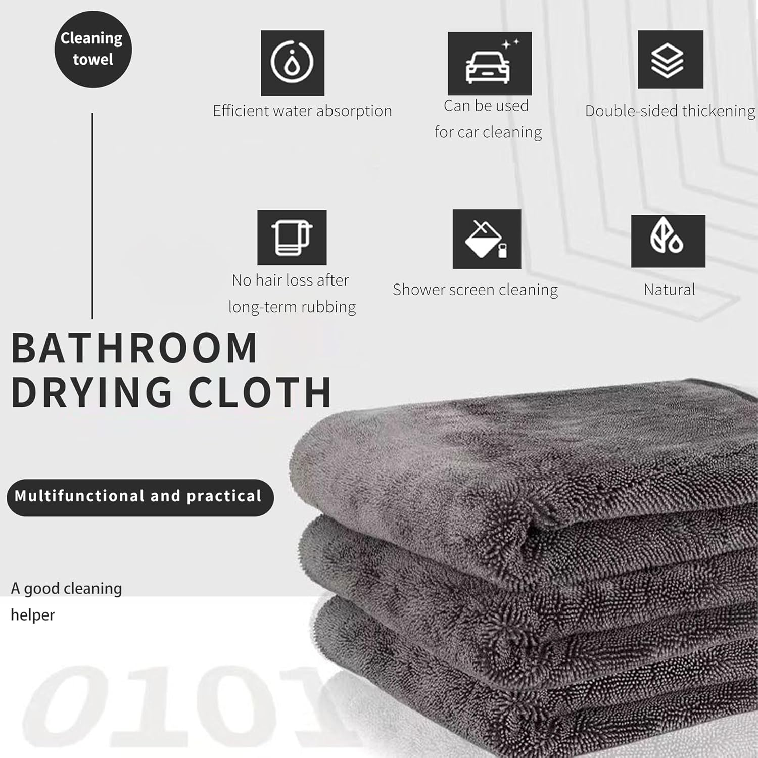 Shiny Wipes Bathroom Drying Cloth, Streak Free Microfiber Cleaning Wipes, Thickened Cleaning Clothshower for Car Detailing, Kitchen, Window Clean Cloth (3, 40 * 40Cm) image number 3