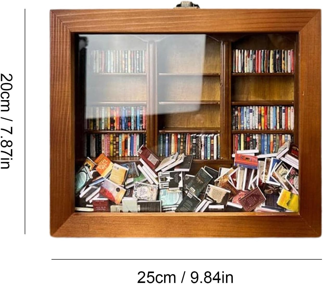 Shake Away Your An-Xiety Miniature Bookshelf, Mini-Book Match Boxes Display Case Cabinet, Wooden Bookcase Desktop Ornament, Creative Anti-An-Xiety Toy, Gifts for Book Lovers, 2023 Christmas Home Decor image number 3