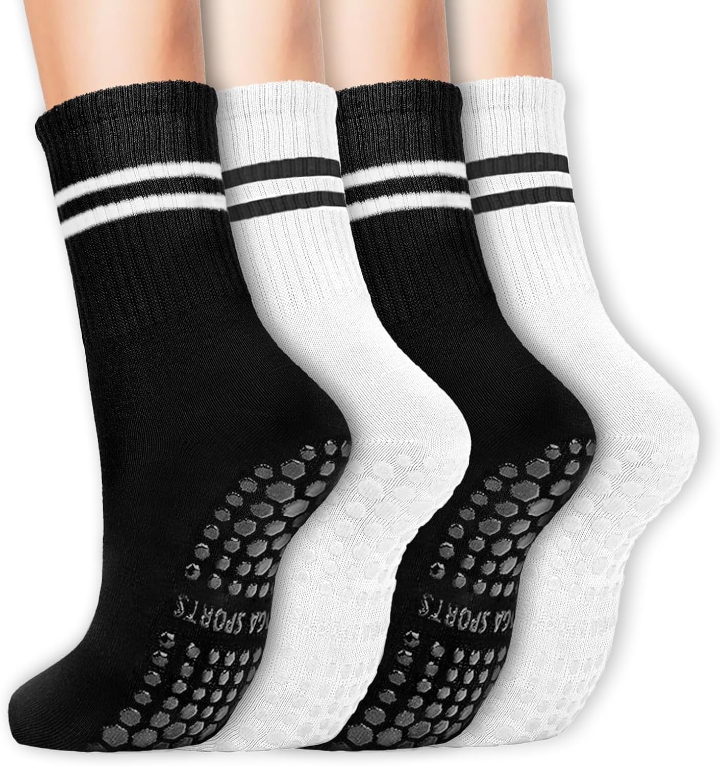 Viiotu Pilates Socks Women with Grips, Reformer Pilates Grip Socks, Non Slip Yoga Socks for Gym, Dance, Work Out