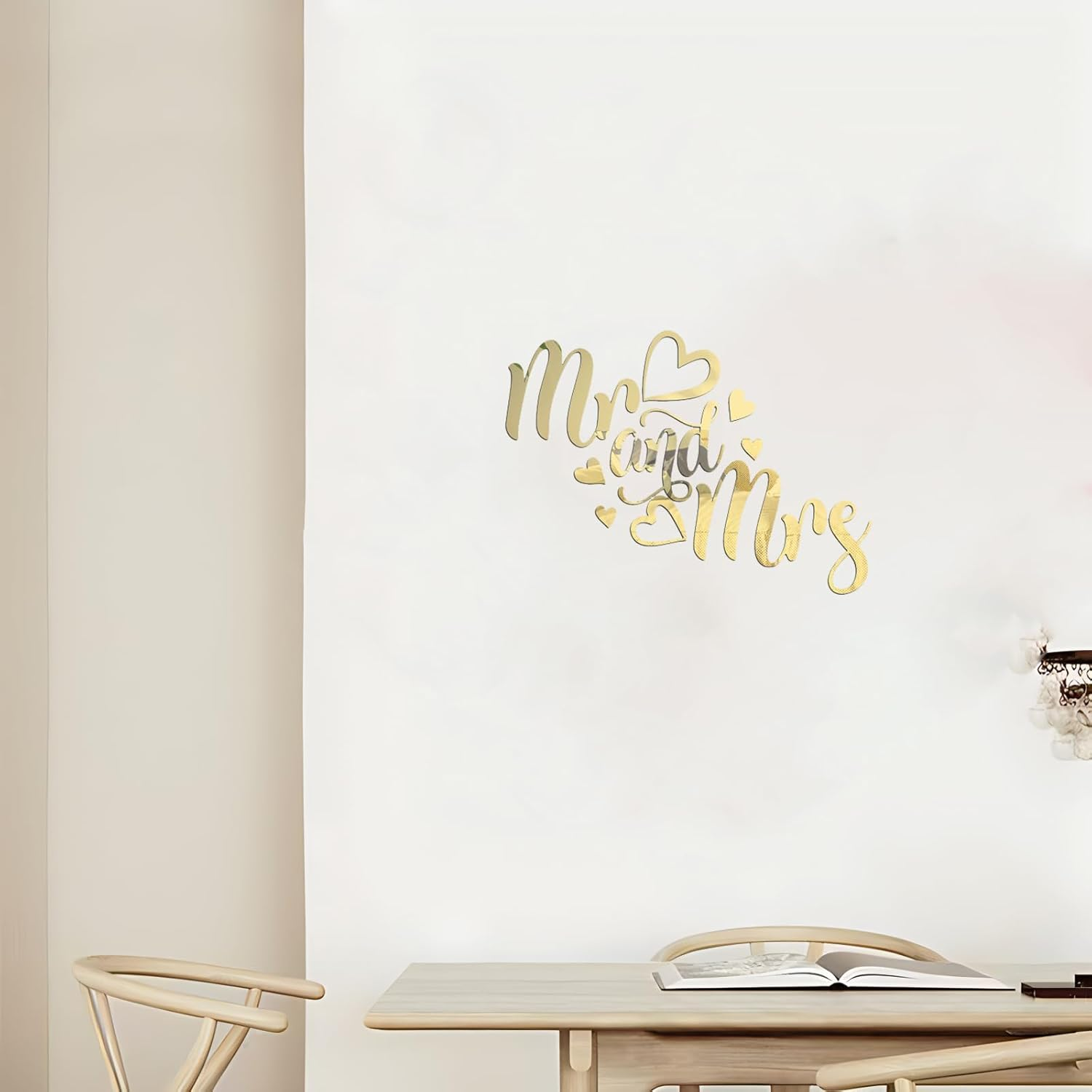 Mr and Mrs Mirror Wall Decal, Removable Bedroom Decor for Couples, Mr & Mrs Sign, 3D Acrylic Mirror Wall Sticker Wedding Decals, Lettering Saying Wall Art Room Home Decoration, Gold - Silver image number 6