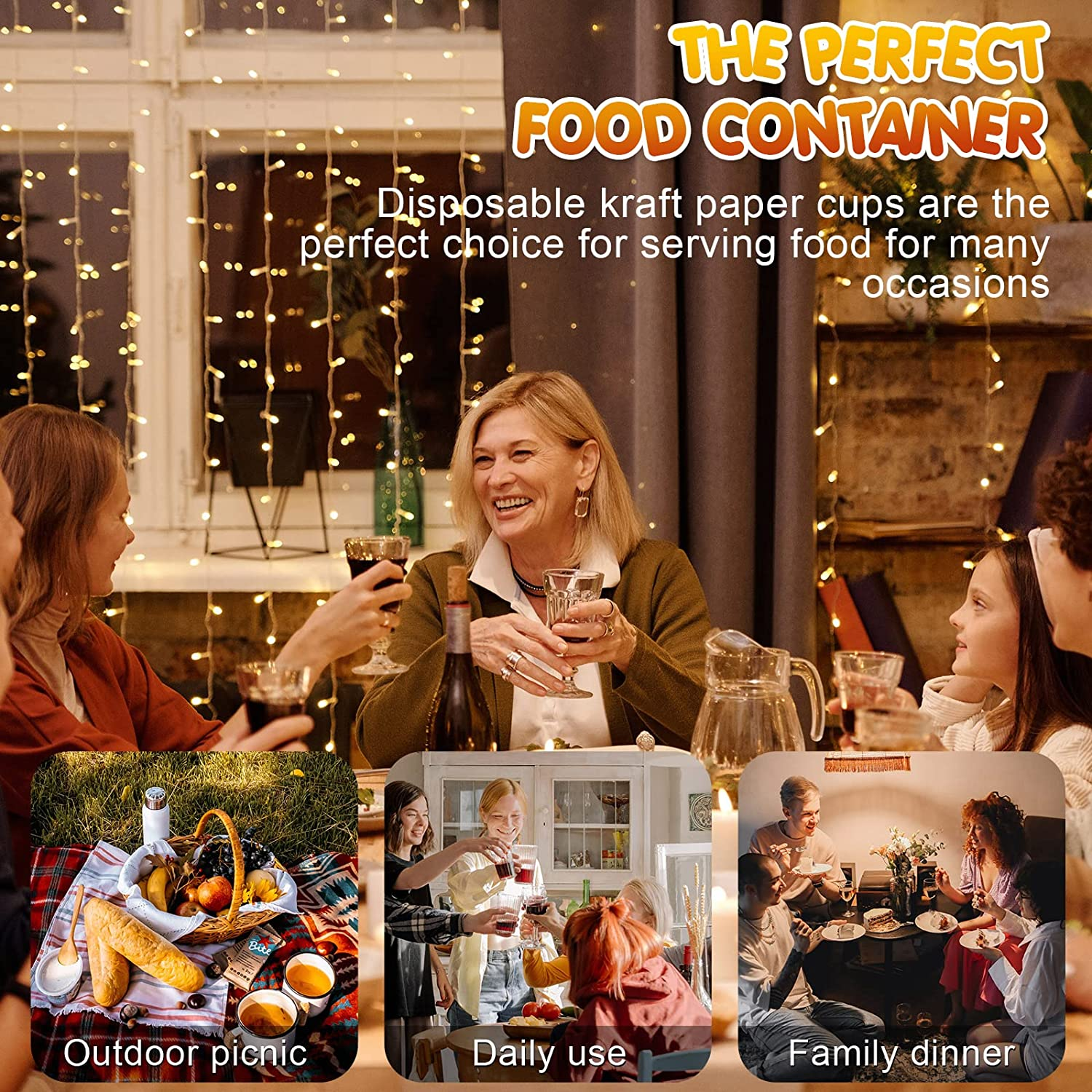 500 Pcs Disposable Charcuterie Cups with Cocktail Picks Set, 100 Pcs 12 Oz Kraft Brown Appetizer Cups French Fry Holder Popcorn Ice Cream Paper Cones for Food Containers with 400 Pcs Bamboo Skewers image number 5