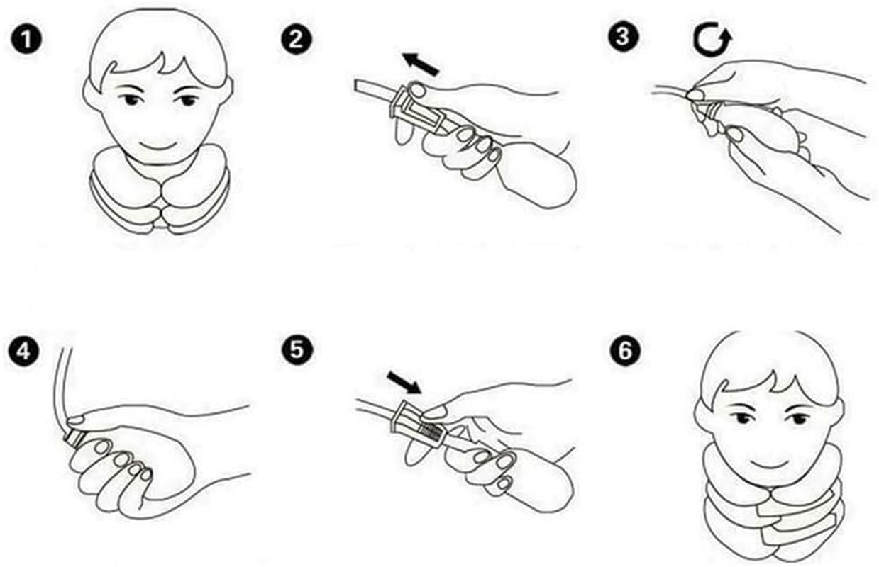 Air Inflatable Neck Pillow Head Cervical Traction Support Stretcher for Pain Relief, Adjustable and Portable - Blue image number 3