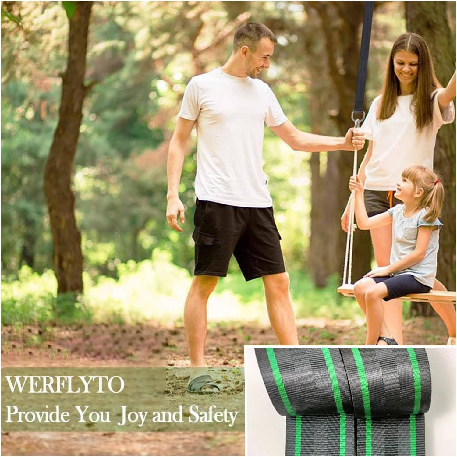 Taicols Tree Swing Hanging Straps, 2 Pcs 1.5M/5Ft Hammock Tree Straps Kit with 2 Sturdy Lock Carabiners & 2 Tree Protectors for Swings and Hammocks,Holds up to 1000Kg,Carry Pouch Bag for Hammocks image number 5