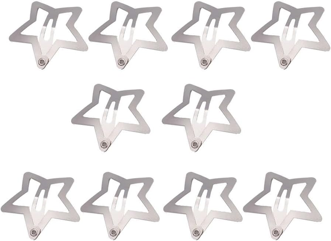 PLGEBR Star Hair Clips, Silver, 10 Pieces, Silver Metal Star Hair Clips, Hair Clips, Headwear, Non-Slip Metal Star Hair Accessories for Women and Girls image number 2