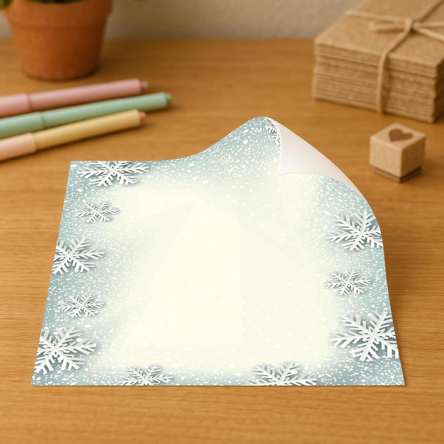 Paper Snowflakes Holiday Stationery - 80 Sheets image number 3