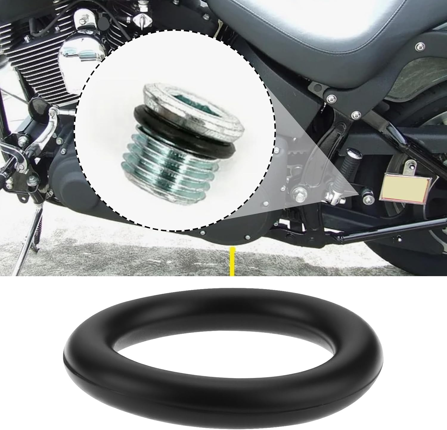 150Pcs Oil Drain Plug O-Ring 11105 Compatible with Harley-Davidson 9.5X14X2.25Mm Black image number 3