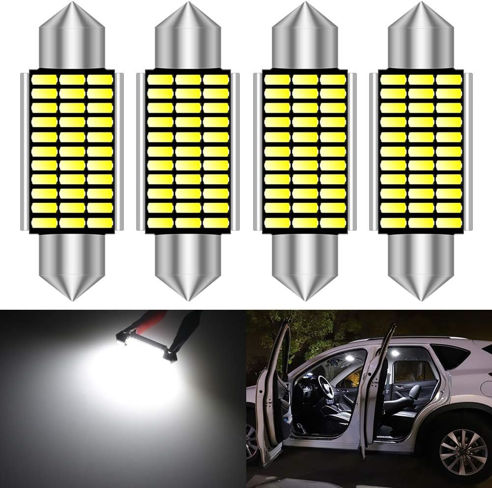 Katur 41Mm 42Mm Festoon C5W Led Bulbs 6000K White Light Super Bright Chipsets Canbus Error Free for 211-2 212-2 214-2 2112 2122 569 578 Interior Dome License Plate Door Lights (4Pcs,White) image number 3