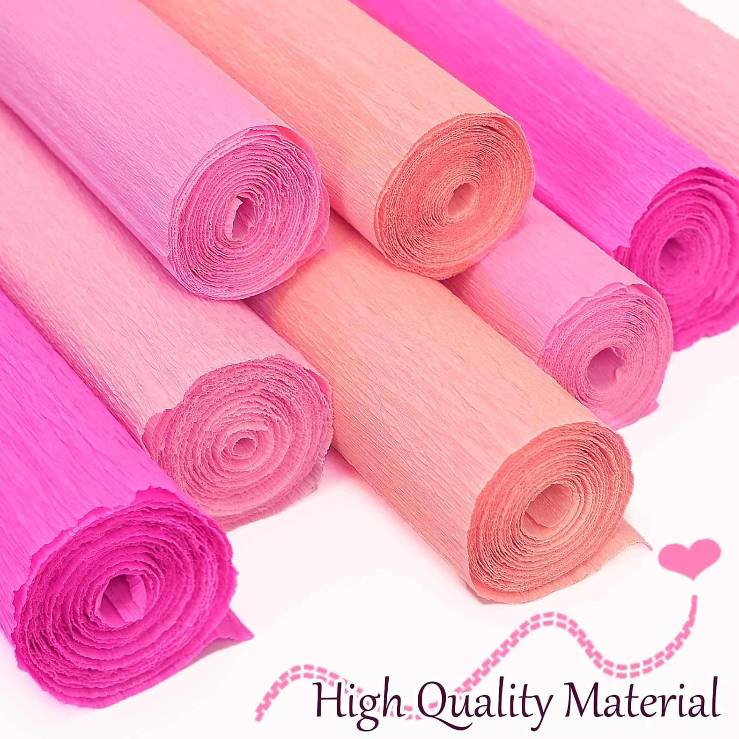 8 Rolls Crepe Paper Streamers 25 X 250Cm 4 Colors Crepe Paper Roll Decorative Craft Streamer for DIY Gift Wrapping Paper Birthday Wedding Holiday Party Decorations (Pink) image number 6