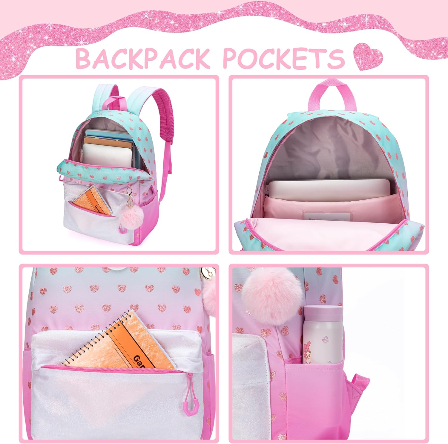 Backpacks for Girls Backpack Kids Travel Backpack School Bags for Girls Backpacks Ages 8-10 Bookbag, Green 01, Trendy - Green 01 image number 5