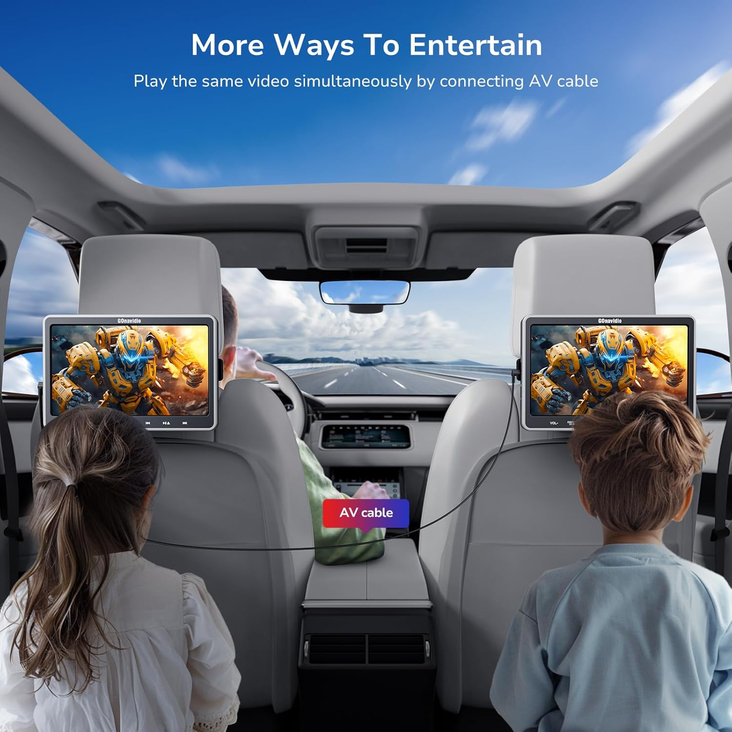 Gonavidio 10.1&rdquo; Dual Car DVD Player with HDMI Input, Car TV for Back Seat with Auto Suction-Type Disc In, Play a Same or Two Different Movies, 2 Headphones Mounting Brackets, USB/TF Card, Last Memory image number 3