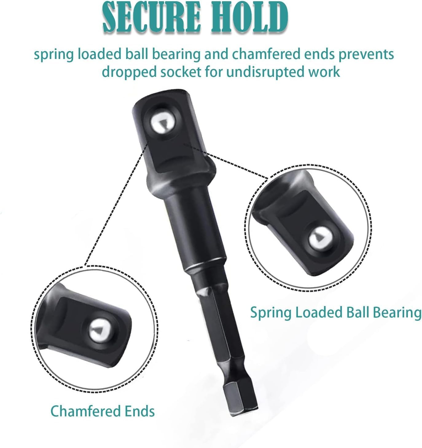 KEWAYO 8Pcs Power Drill Sockets Adapter Sets 1/4" 3/8" 1/2", 1/4 Inch Hex Shank Impact Driver Socket Adapter, CR-V Quick Change Nut Driver Socket Bit Set image number 2